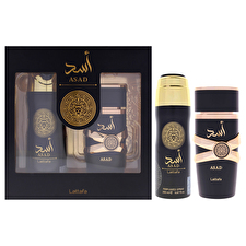 Lattafa Asad For Unisex - 2 Pc Gift Set 90ml/3.4oz Eau De Parfum Spray 180ml/6.7oz Deodorant Spray 90ml/3.4oz
