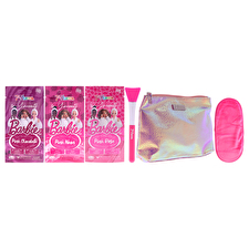 7th Heaven Barbie Be Good To Yourself Skincare Set For Kids - 6 Pc 3x 0.3oz Mask Applicator Cloth Cosmetic Gift Bag 3x0.3oz
