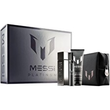 Messi Platinum 4 Piece Gift Set Eau De Parfum Body Wash 250ml Eau De Parfum 10ml Premium Toiletry Bag 100ml