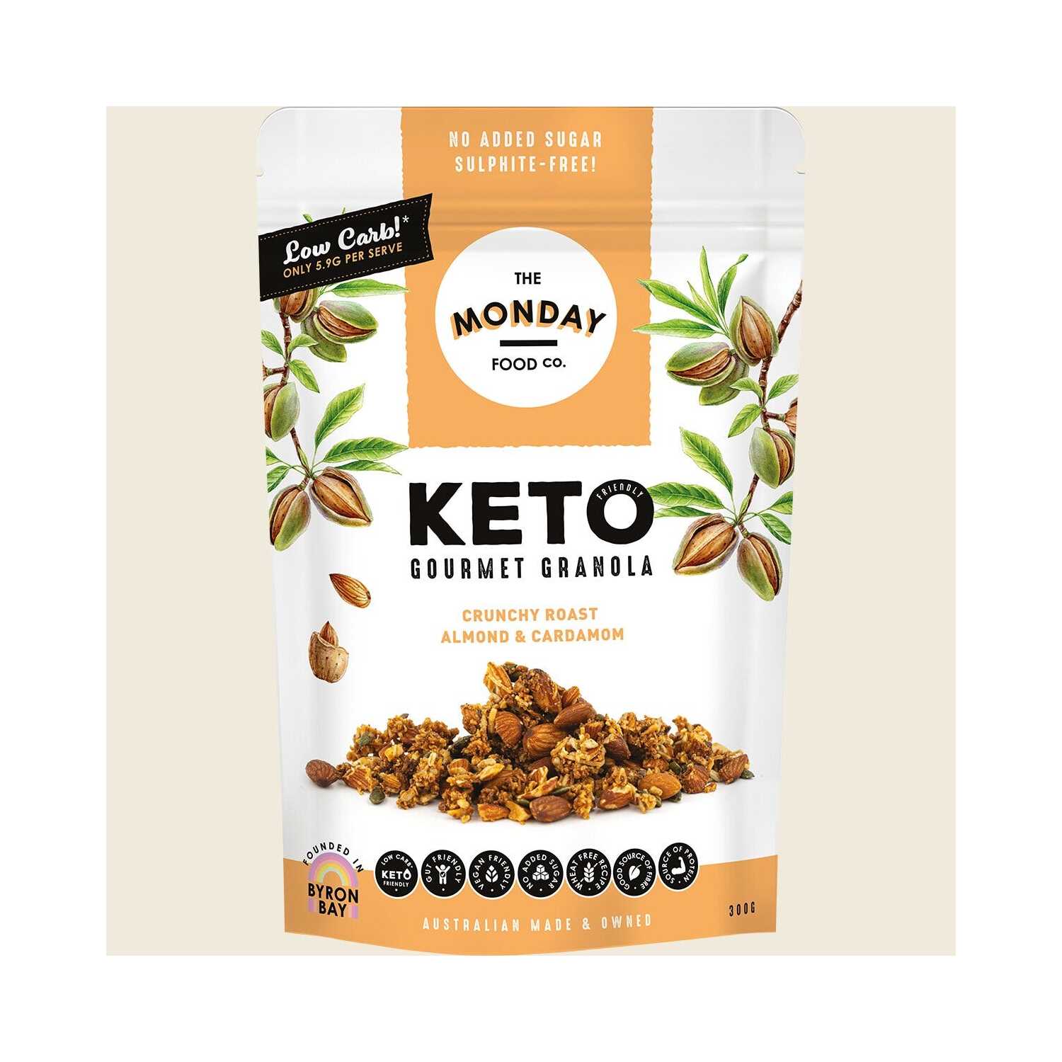 Keto Gourmet Granola Crunchy Roast Almond & Cardamon 300g Cosmetics