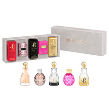 Jimmy Choo 5 Pcs Mini Set For Women: I Want Choo Parfum & Rose Passion Eau De Parfum & I Want Choo Forever Eau De Parfum & Eau De Parfum & I Want Choo Eau De Parfum 4.5ml