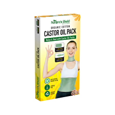 Natures Shield Organic Cotton Castor Oil Pack Waist Wrap (50cm X 22cm) + Neck Wrap (53cm X 9cm)