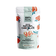Noosa Natural Choc Co Whole Strawberries in Premium White Chocolate 100g