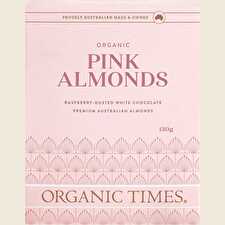 Pink Raspberry Dusted White Choc Almonds 130g