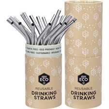 Stainless Steel Straws Bent Counter Display x25