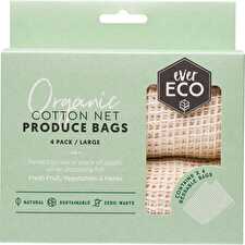 Reusable Produce Bags Organic Cotton Net 4pk