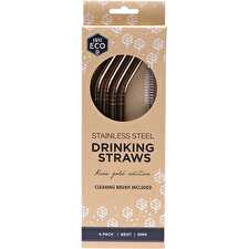 Stainless Steel Straws Bent Rose Gold 4pk