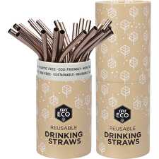 Stainless Steel Straws Bent Rose Gold Counter Display x25