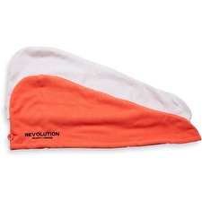 Revolution Haircare Elastic Hair Turban (microfibre Hair Wrap) - Variant: Coral/white