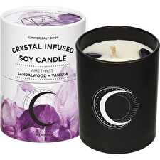 Crystal Infused Soy Candle Amethyst Sandalwood & Vanilla