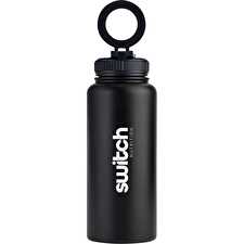 Stainless Steel Water Bottle with Phone Mount Black 1000ml