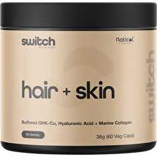 Hair + Skin GHK-Cu, Hyaluronic Acid, Marine Collagen 60 Caps