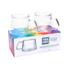 Tea Tonic (tea For Two) Double Walled Glass Tea Cup Square Handle X 2 Pack