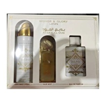 Lattafa Perfumes Badee Al Oud Honor & Glory Dárková Sada Eau De Parfum 100ml Deospray 200ml A Vlasová Mlha 50ml 100ml